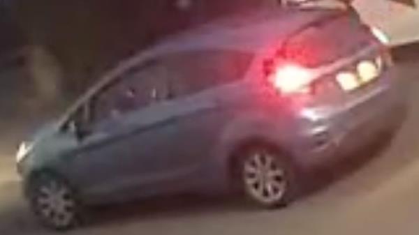 A blue Ford Fiesta in which Jamie-Leigh Kelly fled with her children