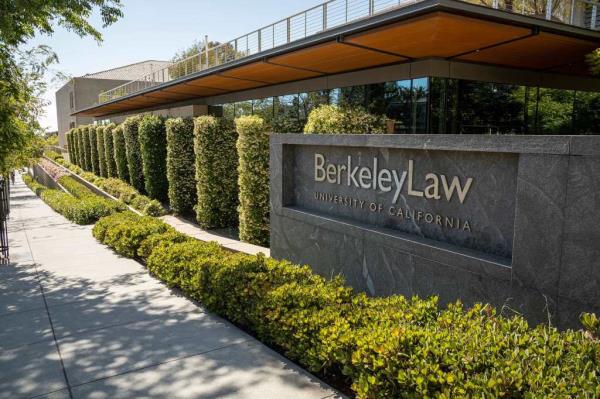 Signage for the Berkeley School of Law on the University of California, Berkeley campus