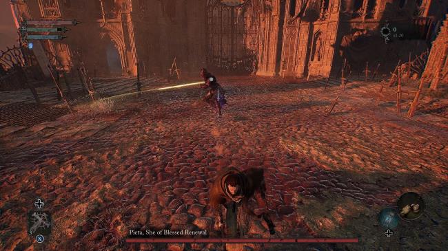 Player running away from Pieta swing attack Lords of the Fallen
