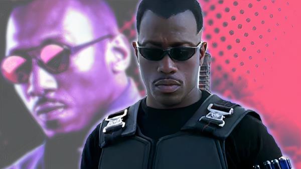 Wesley Snipes as Blade with Mahershala Ali image behind