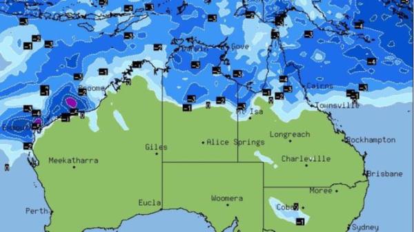 Rainfall over the Northern Territory on Friday afternoon. Picture Stormcast.JPG