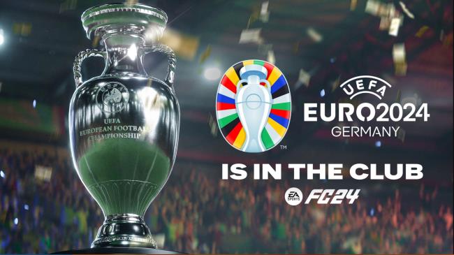 The UEFA EURO Cup sits beside promotio<em></em>nal text in EASFC 24.