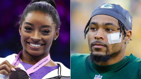 Simone Biles and Jo<em></em>nathan Owens.