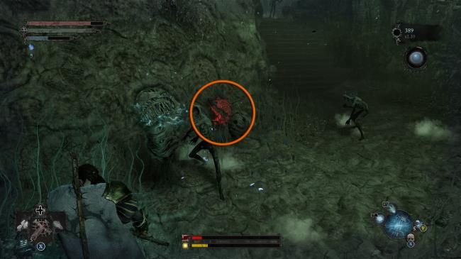 A circle showing a red blister lords of the fallen