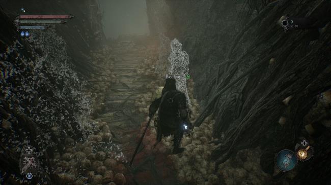 Player standing near an NPC summon option before a boss fight Lords of the Fallen