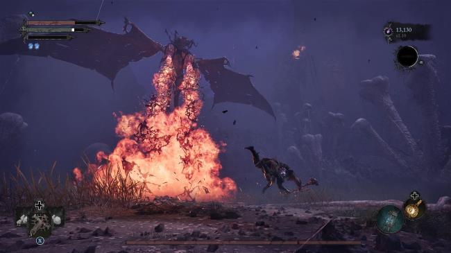 Player dodging away from the dragon flames lords of the fallen