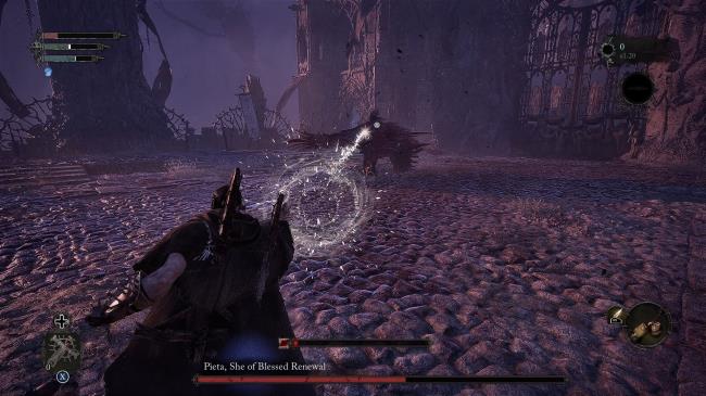 Player launched a radiant spell on Pieta She of Blessed Renewal boss fight lords of the fallen