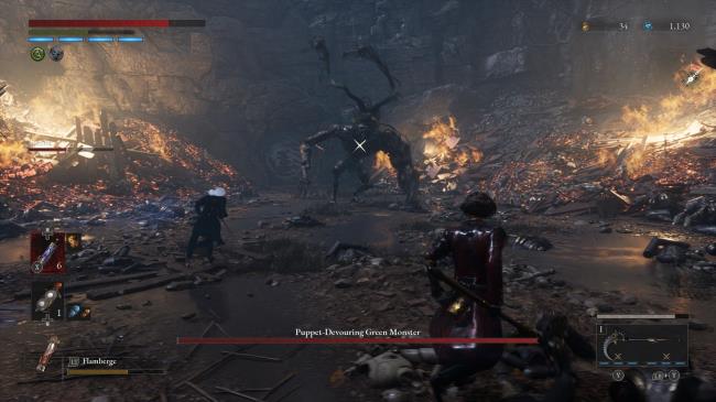 An arrow showing the Encumbrance bar that indicates the player's weight in Lords of the Fallen