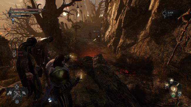 Player in a PVP match with two other players Lords of the Fallen