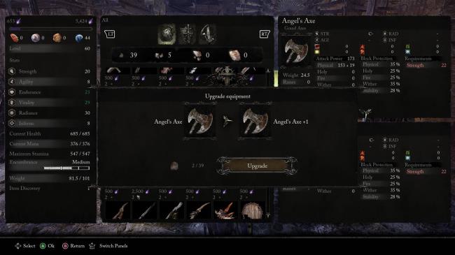 Player using the Umbral lamp on some enemies Lords of the fallen
