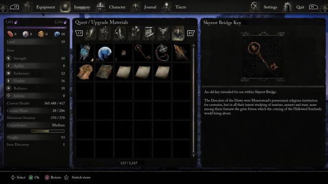 The Skyrest Bridge Key item des<em></em>cription Lords of the Fallen