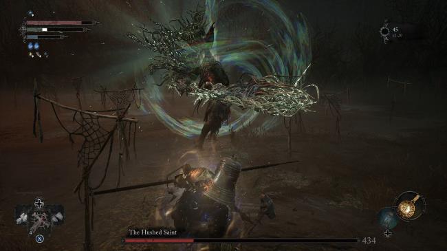 The Hushed Saint swinging his halberd Lords of the Fallen 