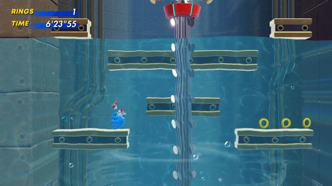 So<em></em>nic approaching the Jellyfish boss in Lagoon City in So<em></em>nic Superstars