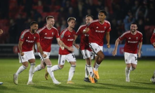 Salford’s players celebrate their victory