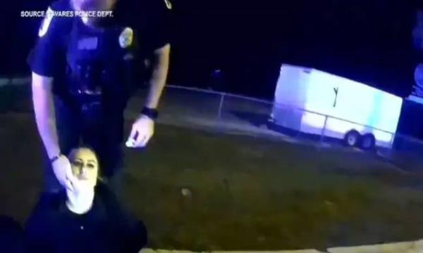 The Tavares Police Department shared the clip of Officer Courtney Bannick - who was fighting for life after pulling over a car last December. Credit: The Tavares Police Department 