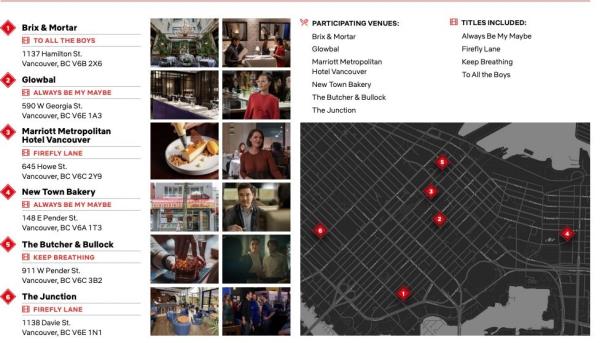 A screengrab of the Vancouver Restaurant Experience map by Netflix.